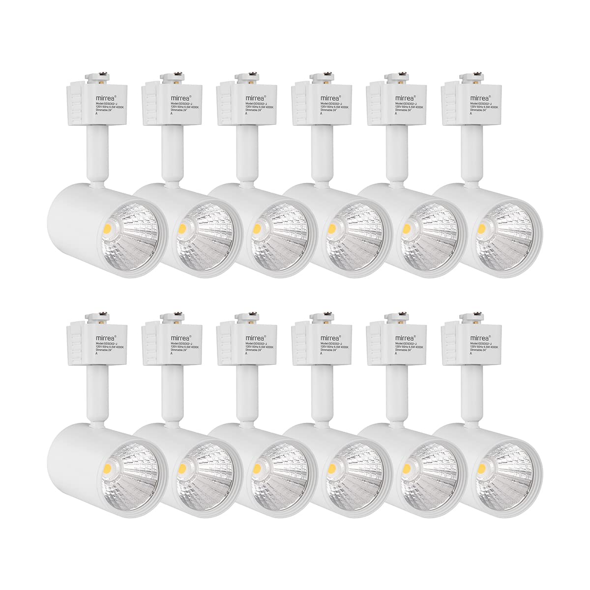 12 Pack J Type LED Track Lighting Heads 6.5W 4000K Neutral White