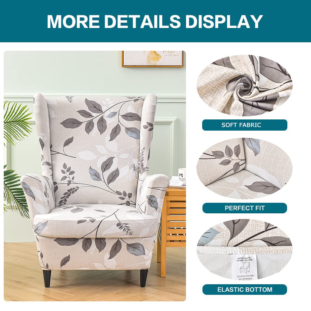 Stretch Wing Chair Slipcovers 2 Piece Wingback Chair Covers, A13