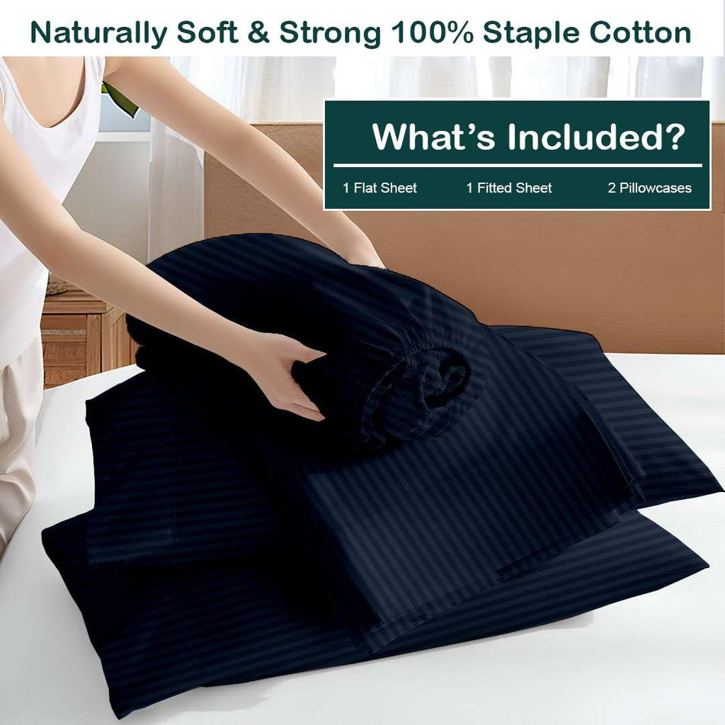 Premium 4 Piece Egyptian Cotton Fitted Sheet Set, Hotel Quality Soft Breathable Bedding Sheets, 15" Deep
