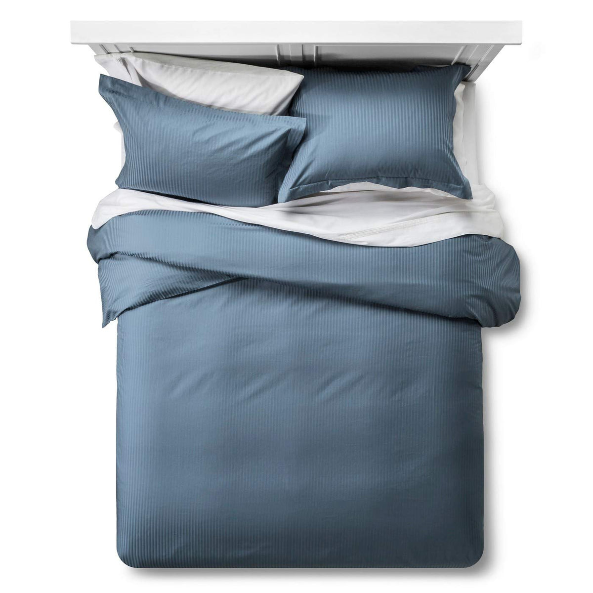 & Stitch King Size Duvet Cover Set, 500 Thread Count Damask Stripe 3 Piece Duvet Insert Cover Set, 100% Cotton