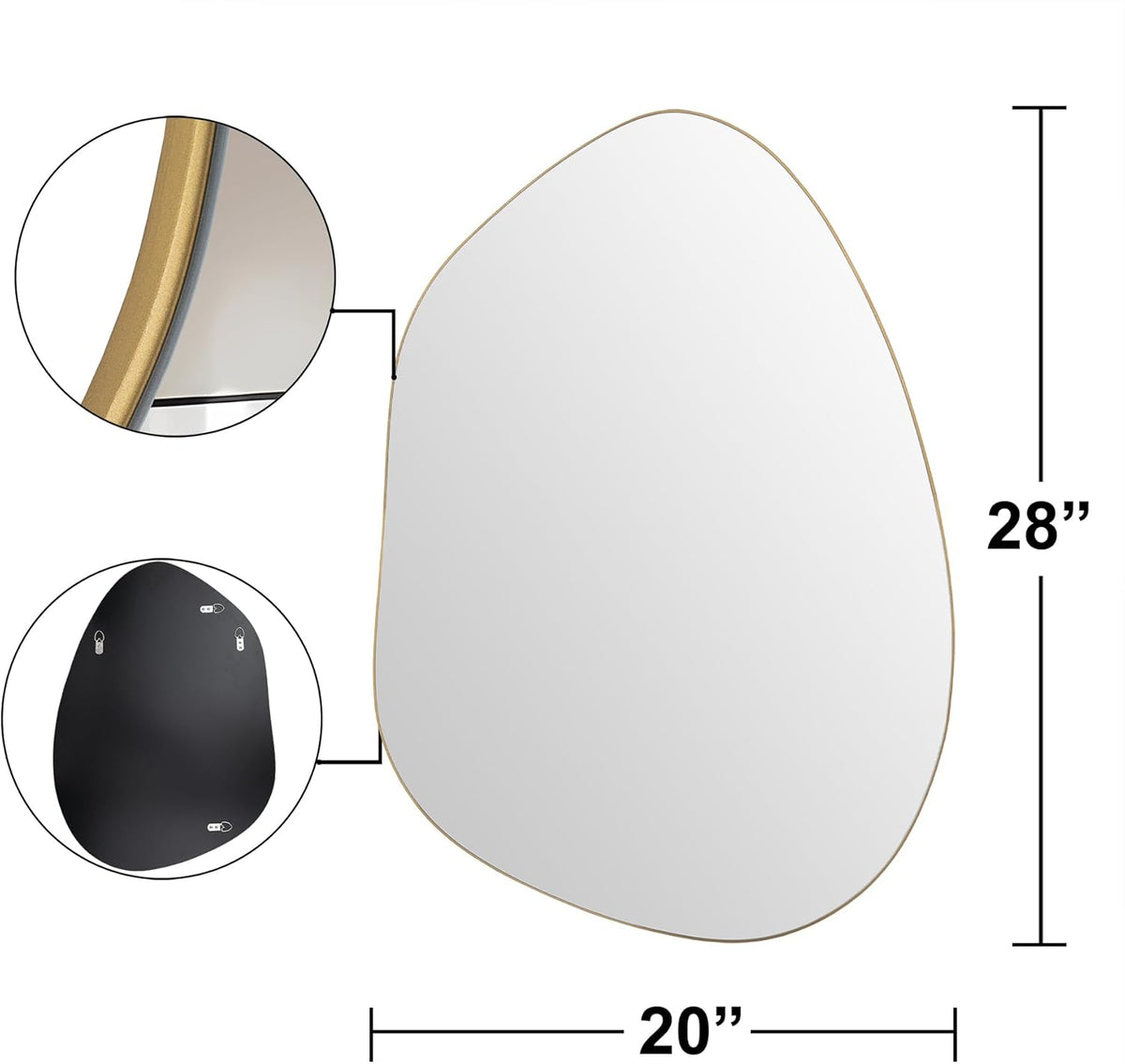 Irregular Wall Mirror Asymmetrical Mirror, Gold Mirror Living Room Entryway Bedroom, Decorative Modern Mirror