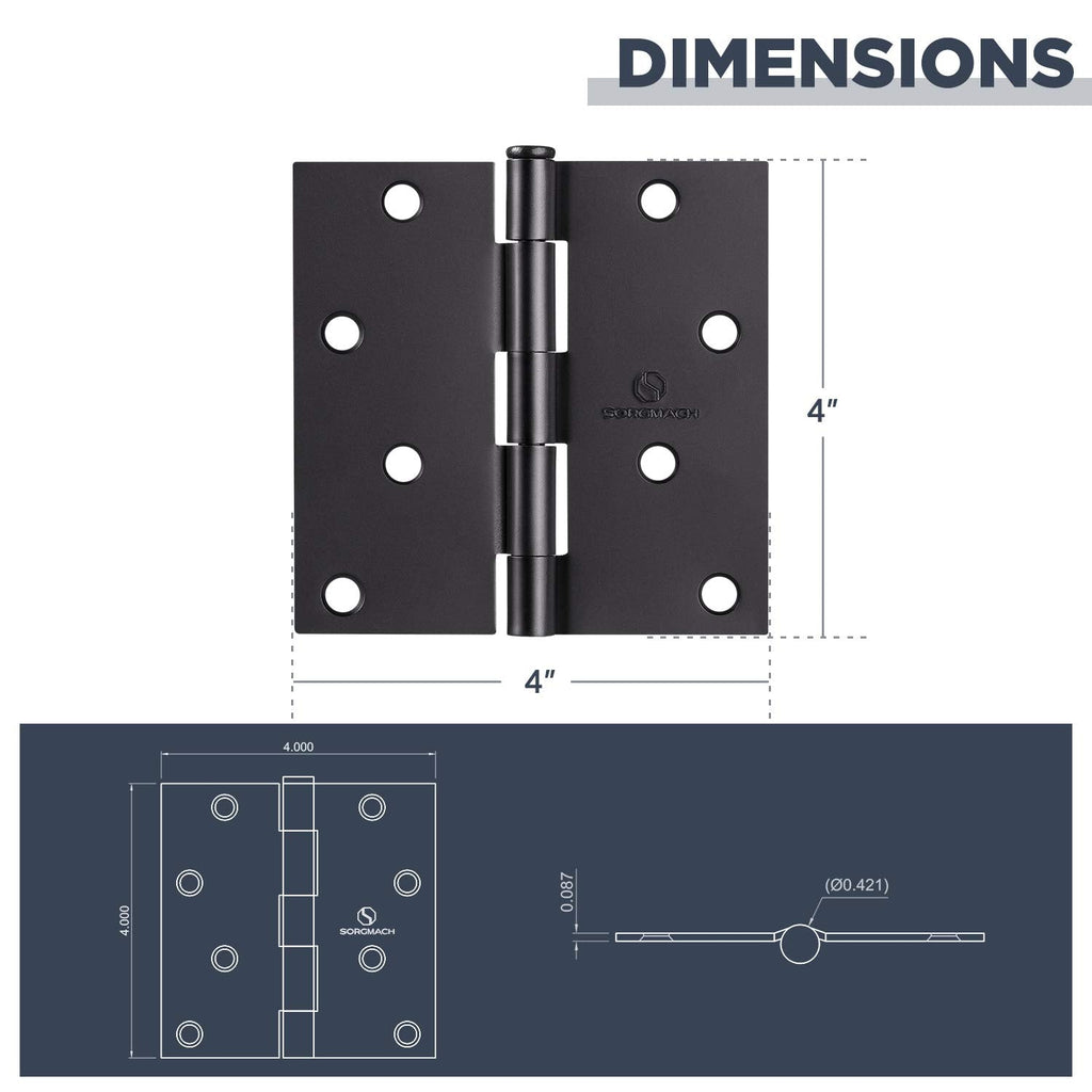 Door Hinges Oil Rubbed Bronze Hardware Hinges 4 Inch Square Black Interior Hinges for Doors 12 Pack
