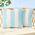 Outdoor Pillow Covers 16x16 Light Blue Striped Outdoor Decor 007O16
