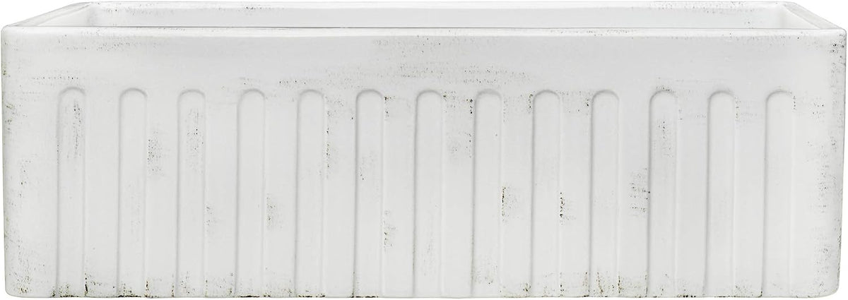 33 x 20 inch Fireclay Reversible Farmhouse Apron-Front Kitchen Sink Specialty Finish - Distressed White - RVL2300SW