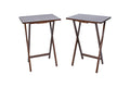 Modern Indoor Folding Tray Table Set of 2, Walnut Finish, Solid Rubberwood, 19 x 14.5 x 26 Inches, Lightweight & Easy
