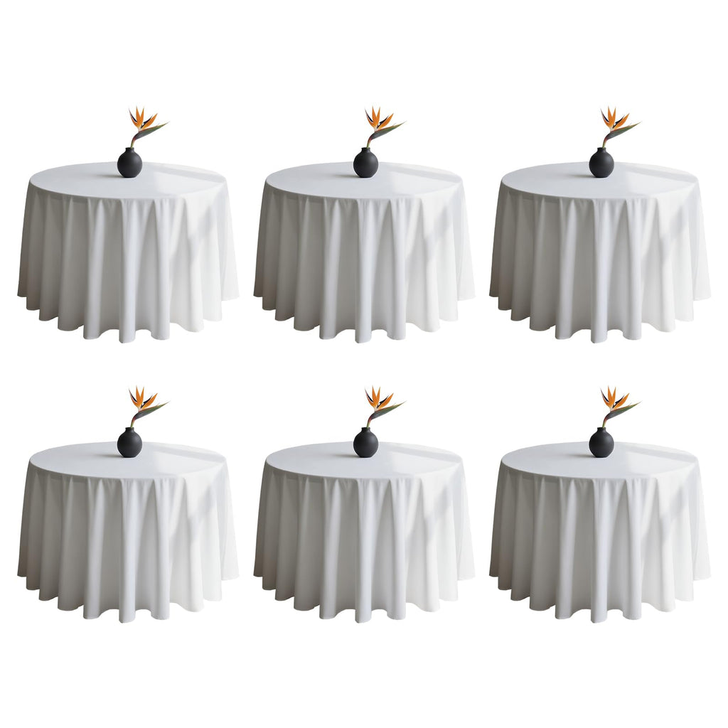 6 Pack White Table Cloth 90 Inch Round Cloth Fit 5FT Table