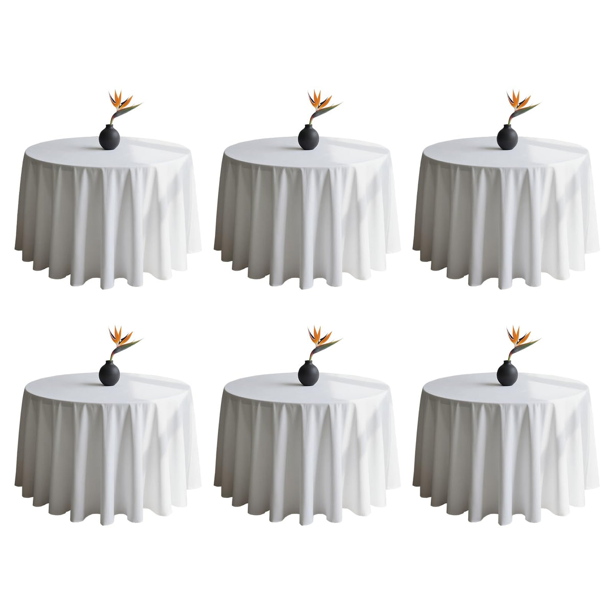 6 Pack White Table Cloth 90 Inch Round Cloth Fit 5FT Table