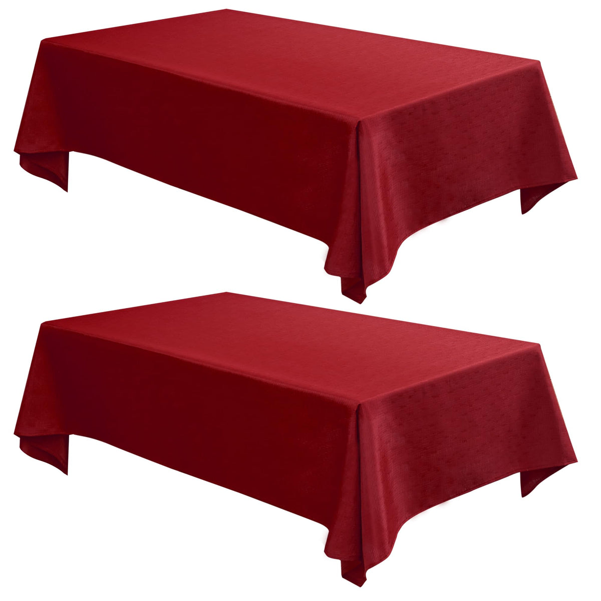 2 Pack Christmas Red Faux Linen Tablecloths Rectangle 54x78 Inch