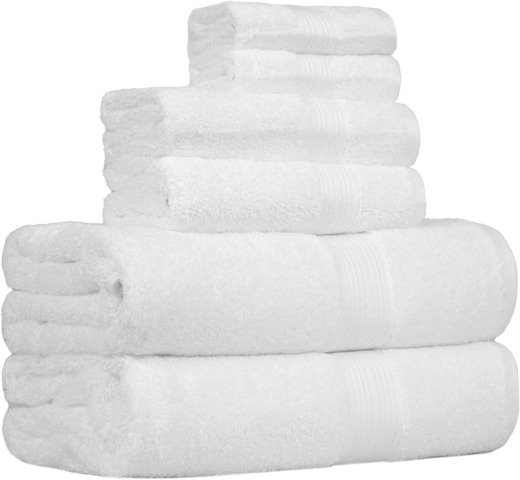 6-Piece Oversized Highly Absorbent Fade-Resistant Towel Set, 100% Cotton Towels , Soft, 2 Bath Towels, 2 Hand Towels