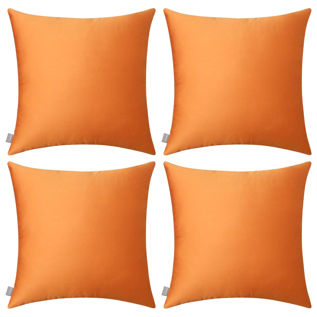 4-Pack 100% Cotton Decorative Throw Pillow Covers 18x18 Fall Orange