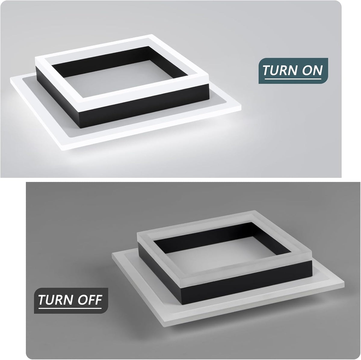 32W Modern LED Ceiling Light, Small Flush Mount Light Fixture, 6500K Cold White Ceiling Lamp, Square Hallway Lighting