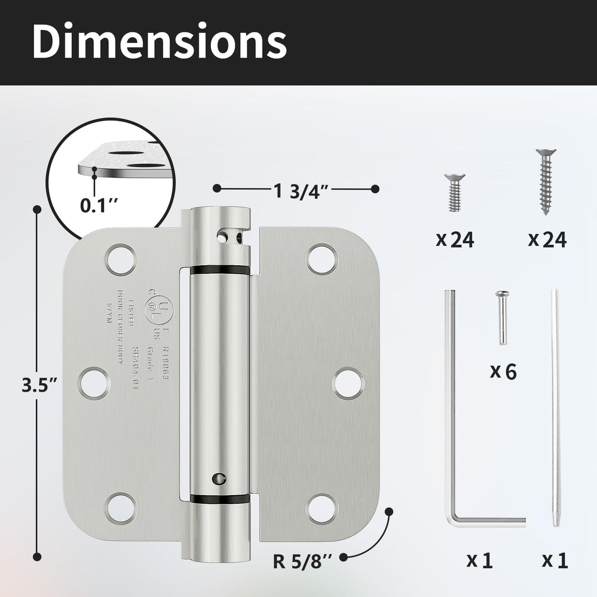 3 Pack Self Closing Door Hinges 3.5 Inch, Auto Closing Door Hinge