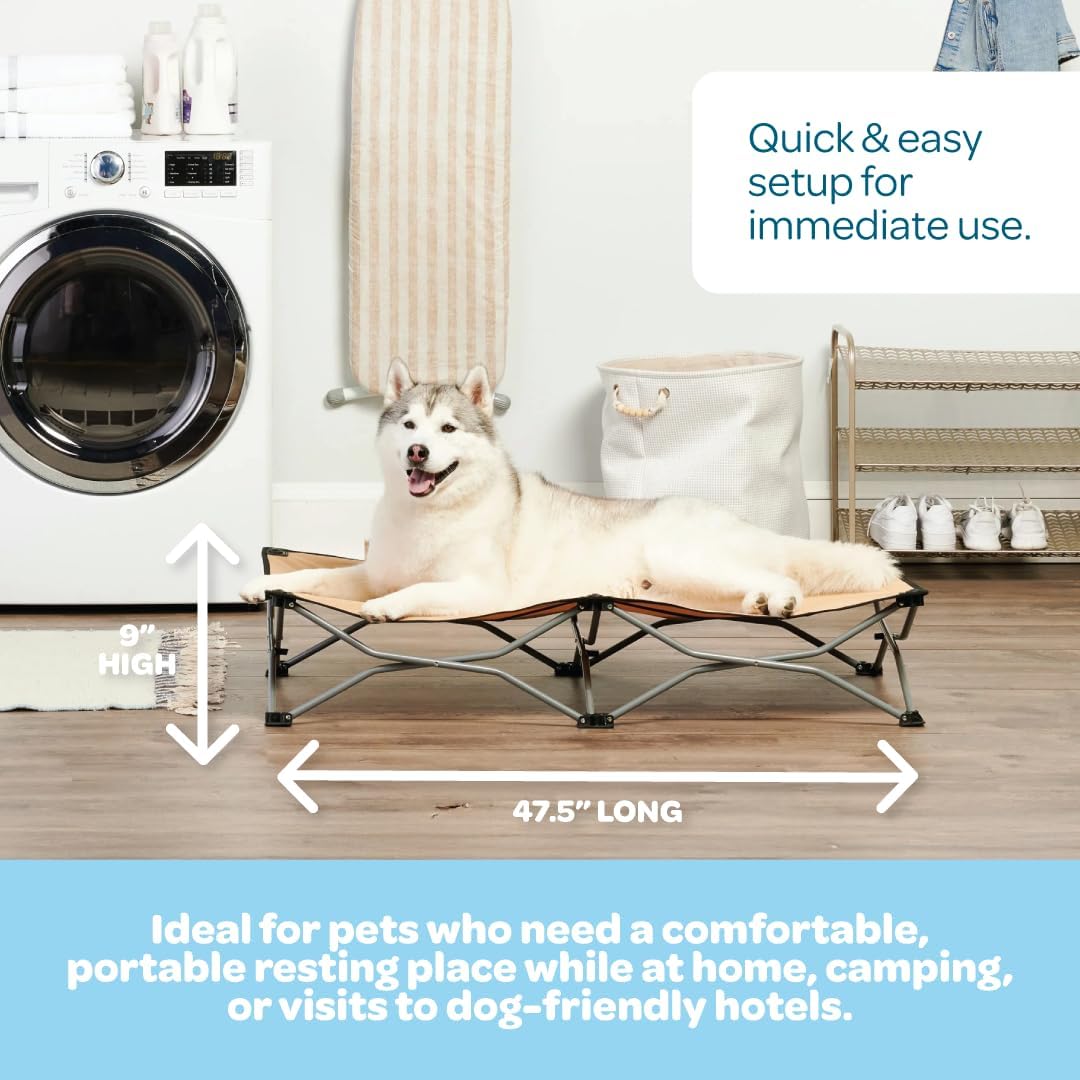 Elevated Dog Bed, Folding Dog Cot for Large Dogs up to 95 lbs, Portable Raised Pet Bed for Indoor & Outdoor Use
