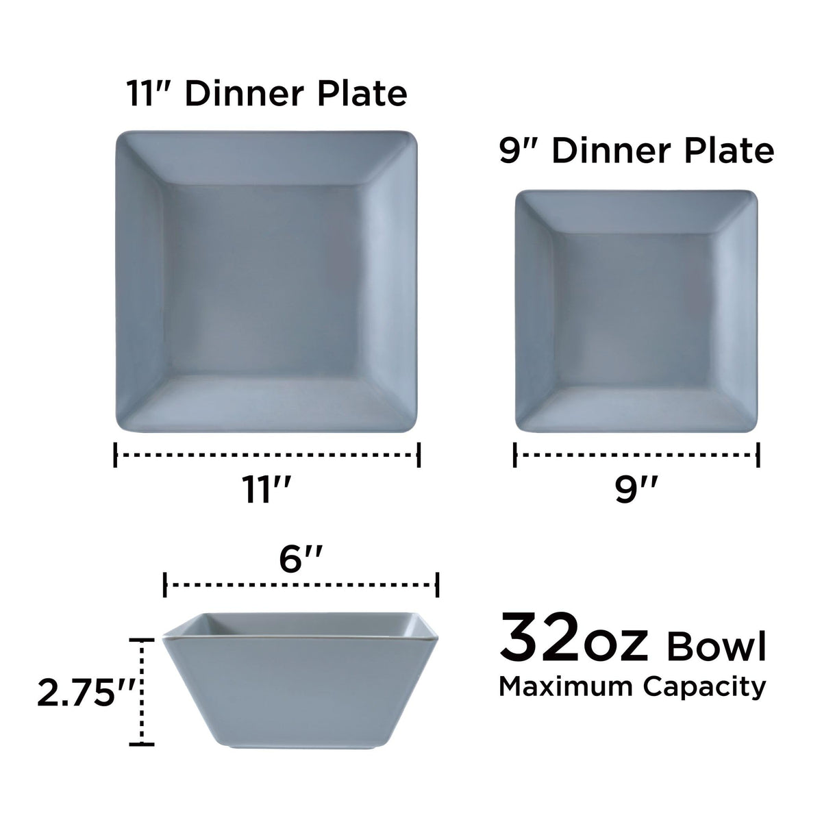 TP 12-Piece Melamine Dinnerware Sets, Plates and Bowls Dishes Set for 4, Break-Resistant & Non-Microwavable