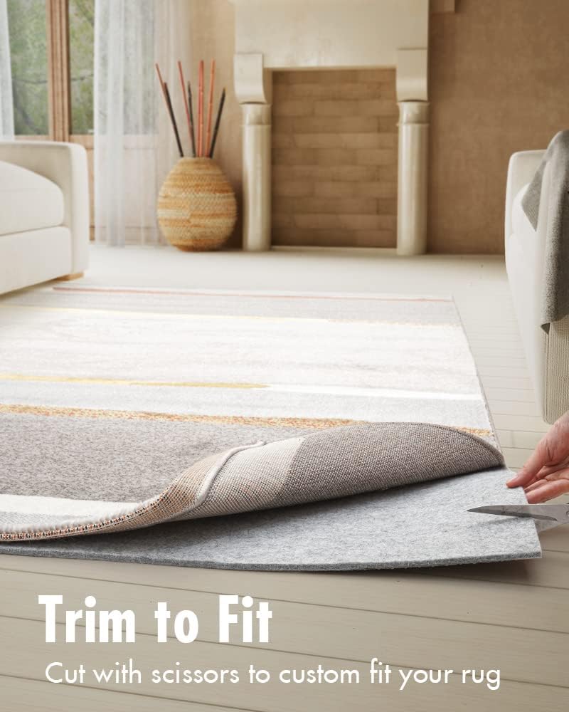 8x10 Non Slip Felt Rug Pad for Hardwood Floors, 1/4 Area Rug Gripper