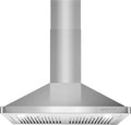 Stainless Steel Wall Mount Range Hood 380 CFM Push Button Control, LED Lights Ducted