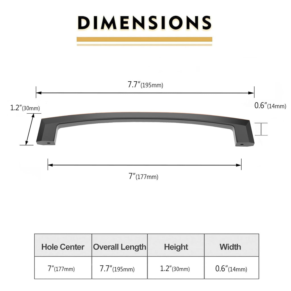 10 Pack Oil Rubbed Bronze Cabinet Pulls - 7 Inch Handles for Dresser & Kitchen Cabinets