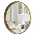Round Mirror with Wood Frame, 28" Circle Modern Decoration Large Home Decor Mirror Living Room Bedroom Entryway (28"