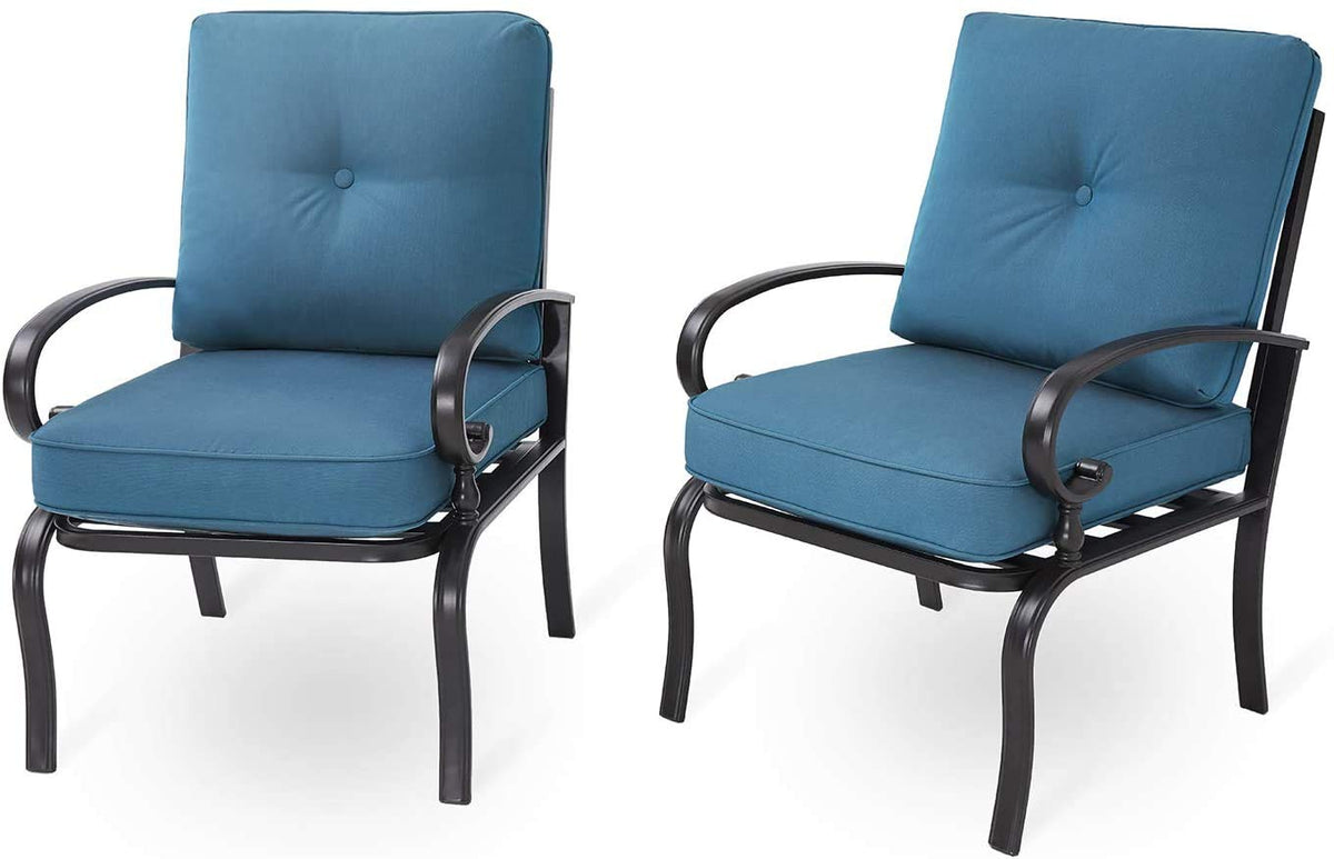 2-Pack Patio Furniture Bistro Iron-Frame Dining Chairs, Thicken Cushion, Supports 250 lbs, Weather -Proof Garden