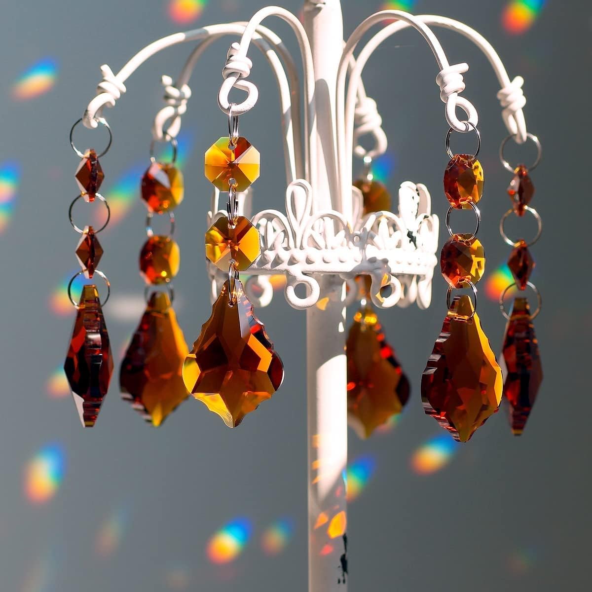 20pcs Crystal Prism Maple Leaf Chandelier Replacement Pendant - Hanging Glass Crystals Octagon Beads for Christmas