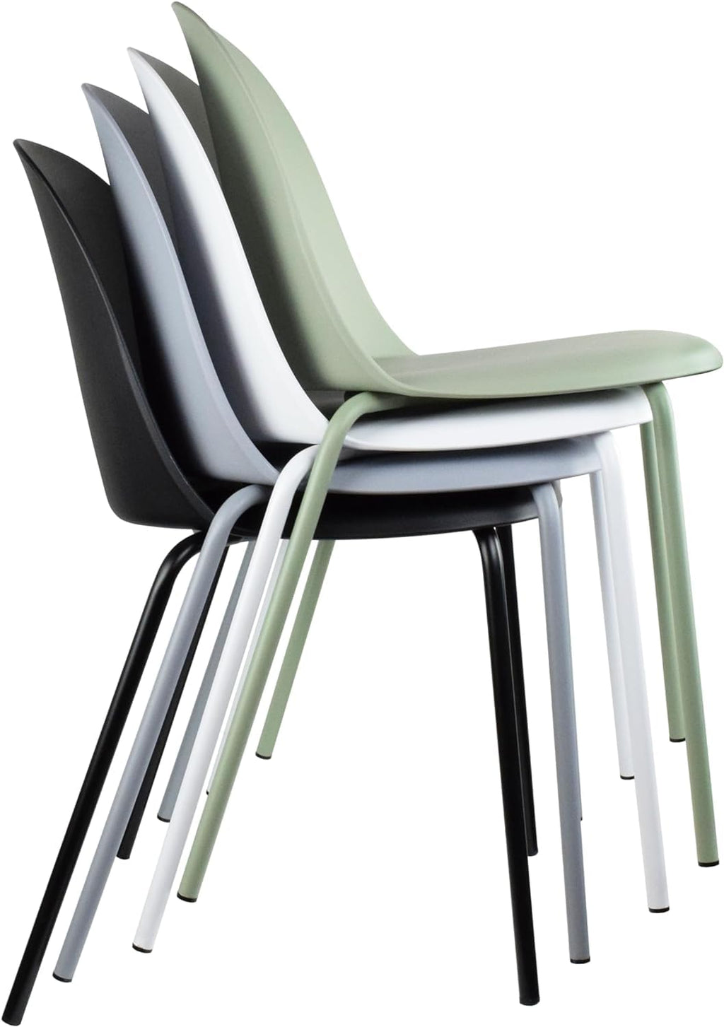 Modern Stackable Armless Dining Chair | Plastic Shell Seat with Metal Legs | Indoor or Outdoor Use | Home Kitchen