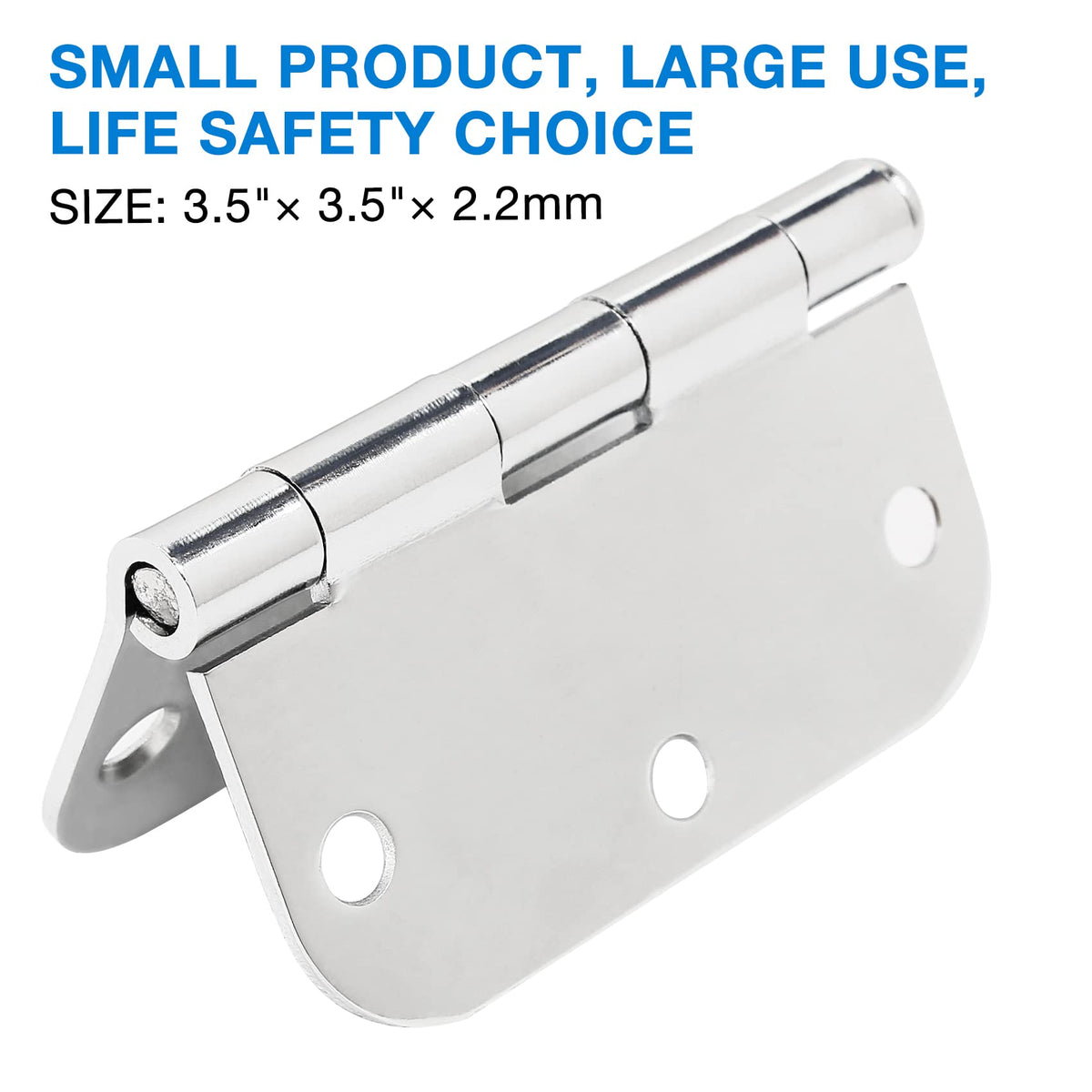 12 Pack Rounded Door Hinges 3.5 Inch 5/8" Radius Polished Chrome
