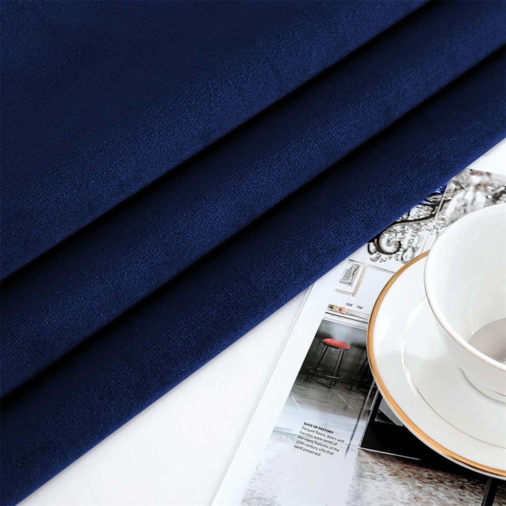 70 Inch Round Velvet Tablecloth, Navy Blue Decorative Table Cover with Gold Tassel Trim, Heavy Soft Plush Fabric