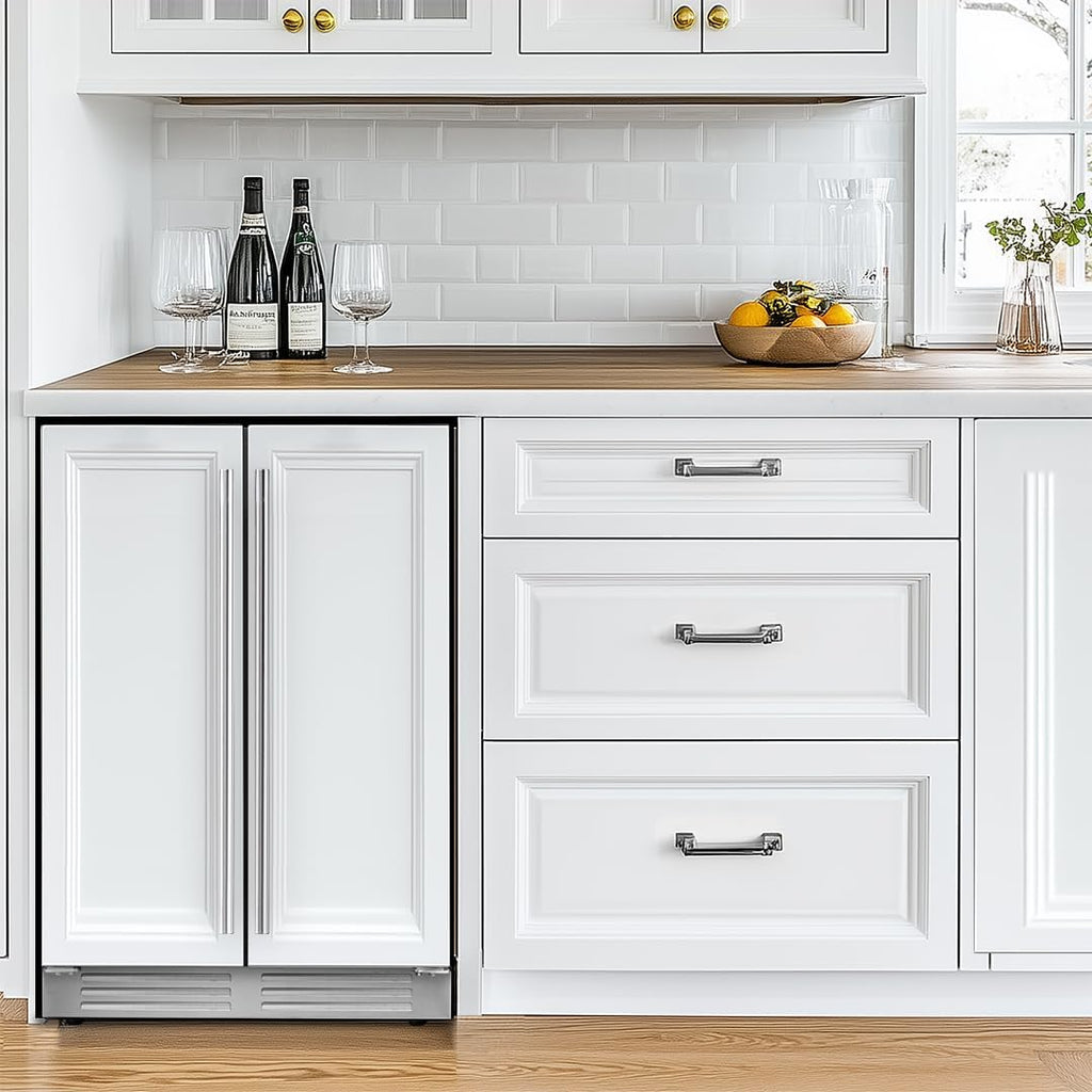 24 Inch Wine and Beverage Refrigerator - Panel Ready Fridge, 60 Can & 20 Bottle Dual Zone Wine Fridge 36-72°F