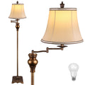 Vintage Floor Lamps,Traditional 350° Adjustable Swing Arm Farmhouse Floor Lamp, Rustic Standing Lamp Pole Lamps
