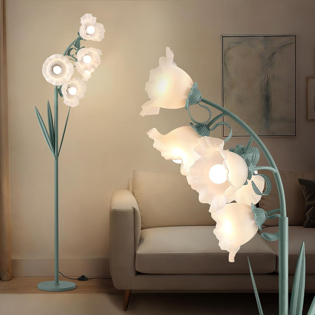 5 Light Flower Floor Lamp,3 Color Temperatures, LED Arc Floor Lamp with Foot Switch,Cute Floral Standing Lamp