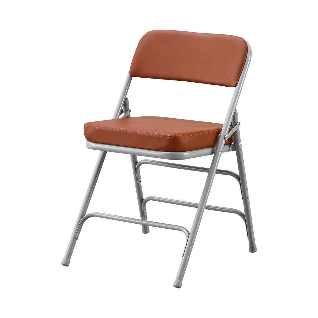 Folding Chairs with Ultra Thick Padded Seat Foldable Chair Indoor Comfortable Metal Chairs with Soft Cushion Brown