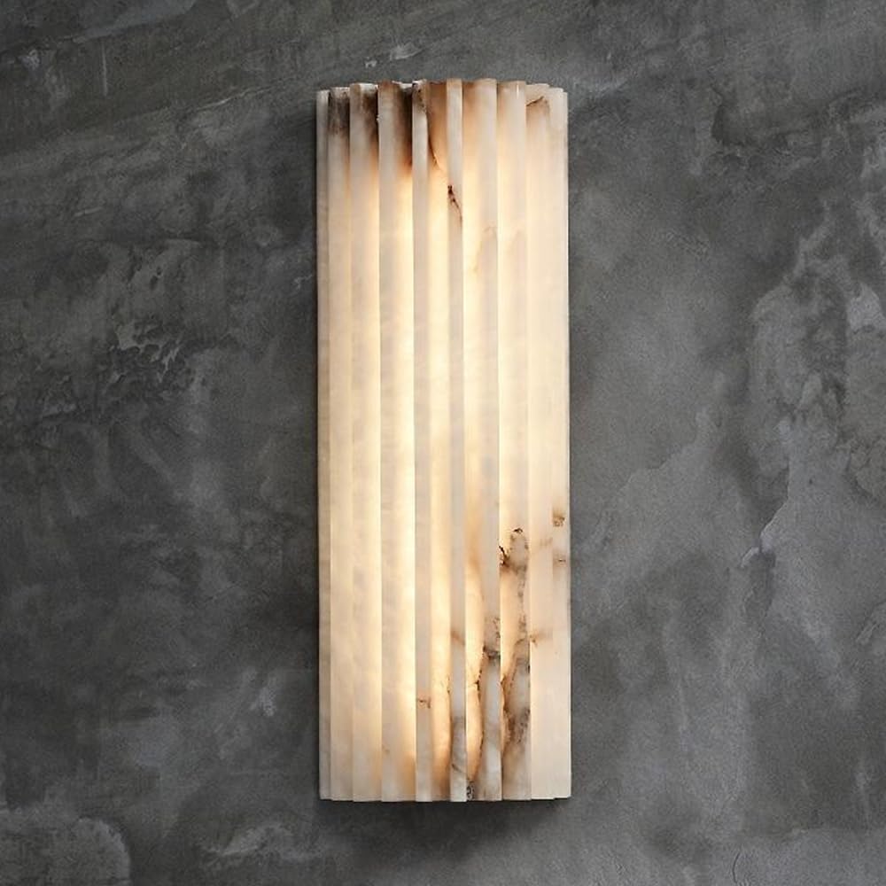 17.7in Natural Alabaster Wall Sconce Semicircle Marble Wall Light Hardwired