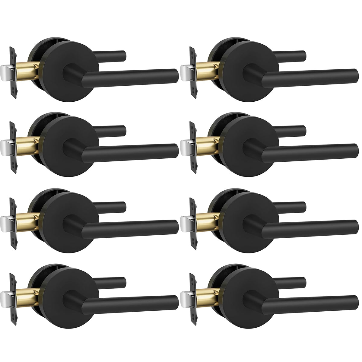 Passage Matte Black Closet Door Handles Interior 8 Pack