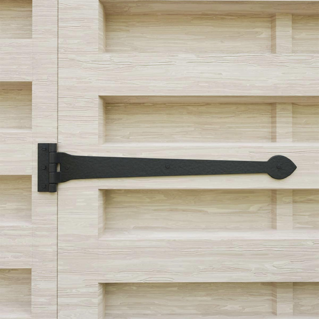 Pack of 2 Black Wrought Iron Heart Style Strap Hinge 18 Inch, Flush Mount Spade Tip Gate & Door Hinge, Rust Resistant