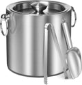 Ice Bucket with Lid & Tong- Well Made Insulated Stainless Steel Keep Ice Frozen Longer