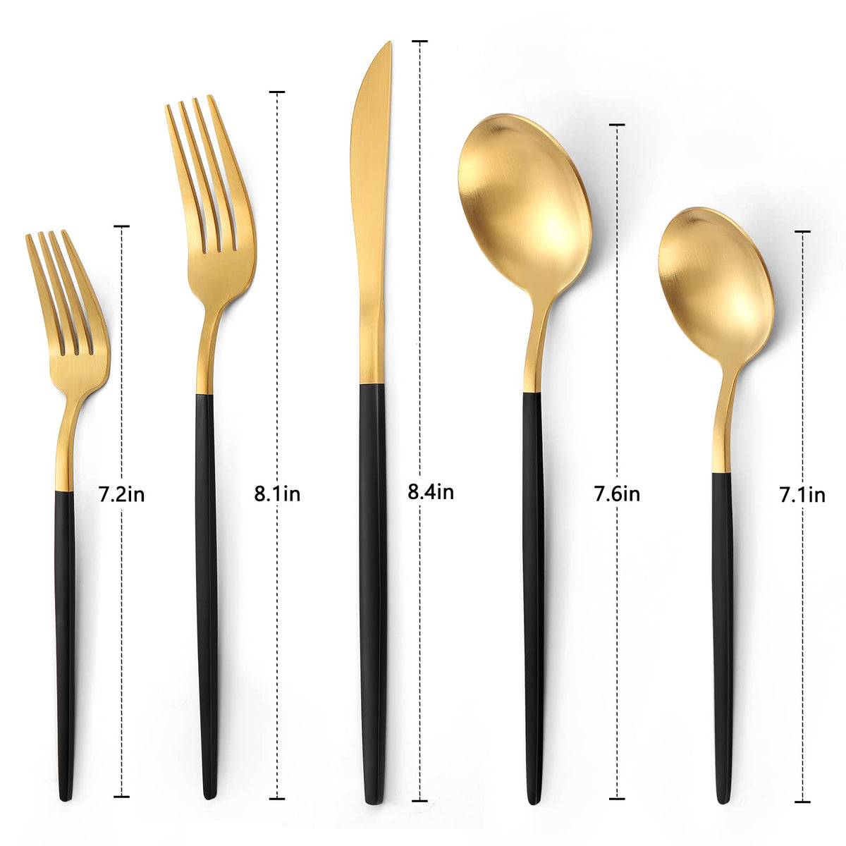 Matte Black Gold Silverware Set, 40-Piece Stainless Steel Flatware Set, Satin Finish tableware Cutlery Set, Service