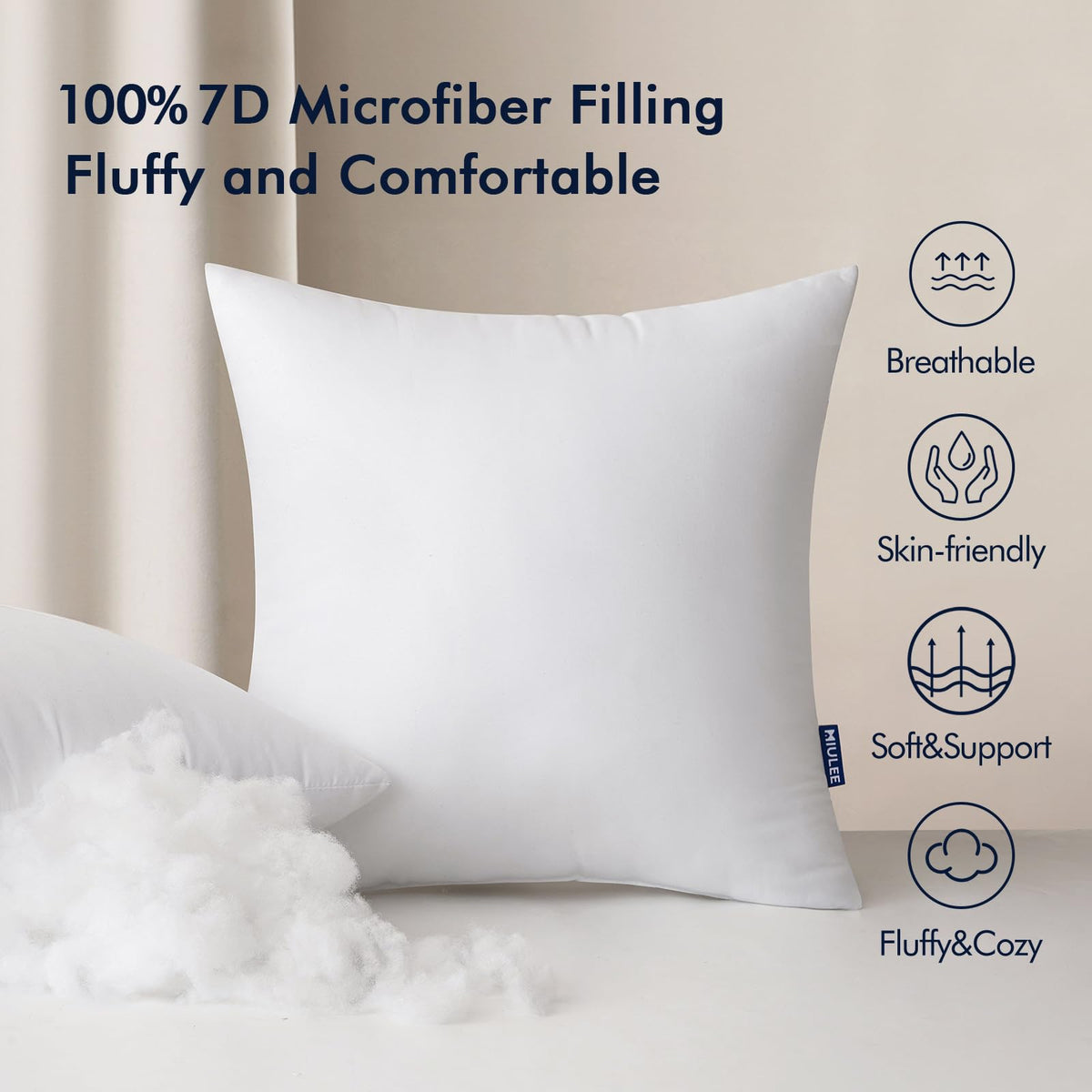 20x20 Inch Outdoor Pillow Inserts, Pack of 4 Waterproof Pillows