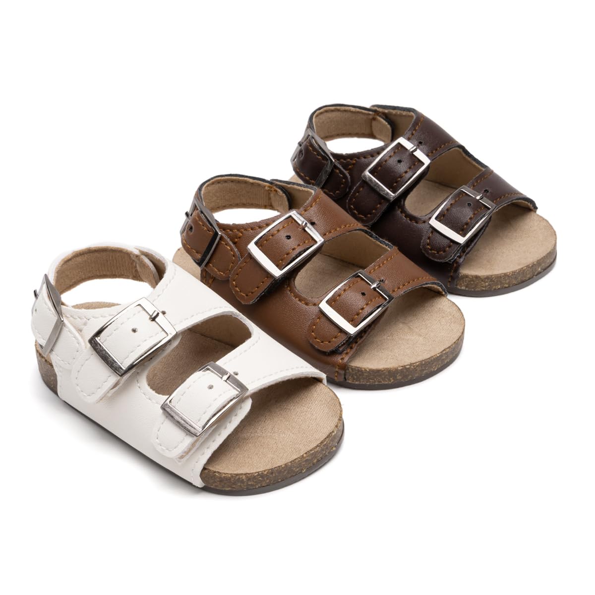 Baby Boys Girls Sandals Cork Footbed Adjustable Strap Clogs Infant Summer Non-Slip Rubber Sole Prewalk Shoes