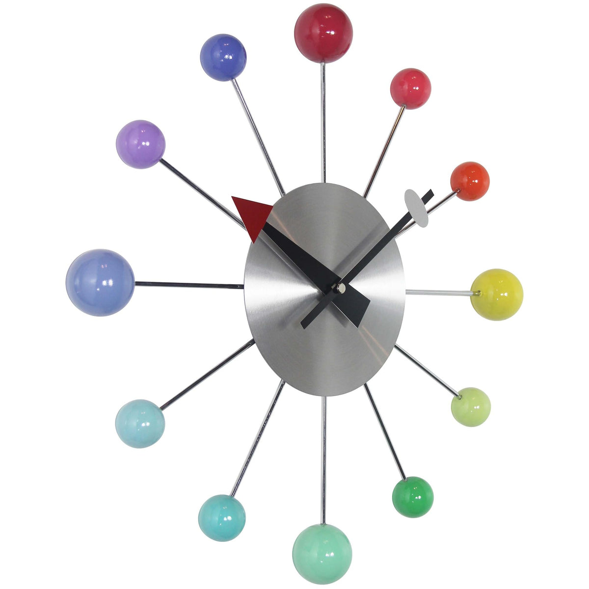 Inspired Nelson Style LTD. Orb Spoke Starburst Wall Clock, Rainbow, 15"