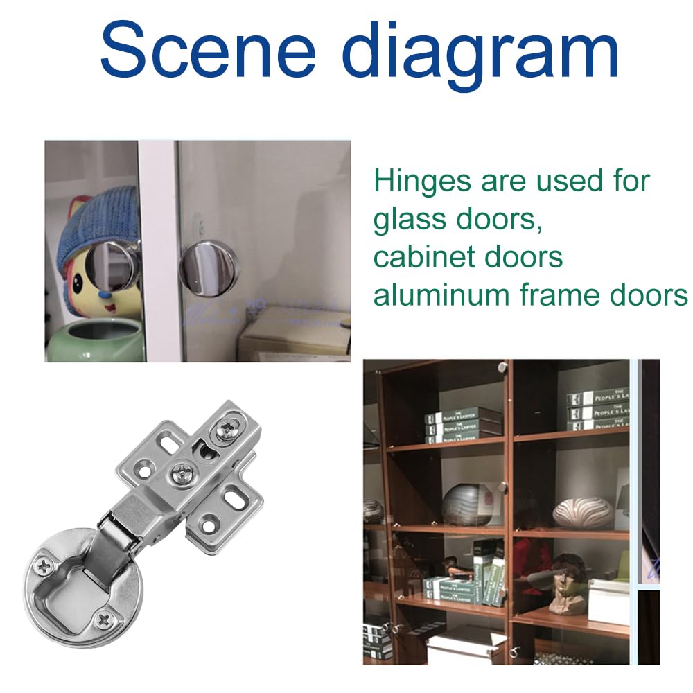 2 Pieces Soft-Close Hydraulic Hinges, 35mm Glass Door Hinges