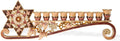 9.25 Inch Long Hand Painted Enamel Candelabra Embellished with a Star of David Design and Embellished with Gold