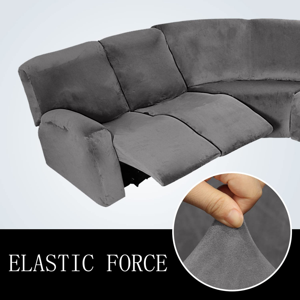 7 Piece Velvet Sectional Sofa Covers Recliner Sofa Cover High Stretch Sofa Slipcover Non-Slip Washable Reclining