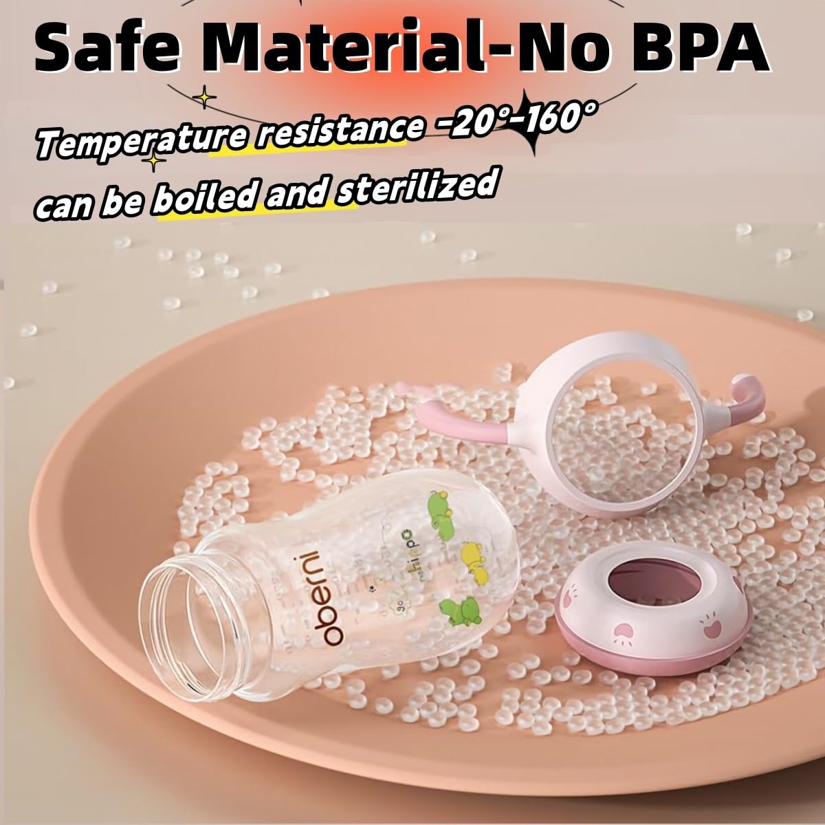Baby Bottles, Weighted Straw Toddler Milk Bottles with Non-Slip Handle, Size + Variable Fast Flow, 12+ Months