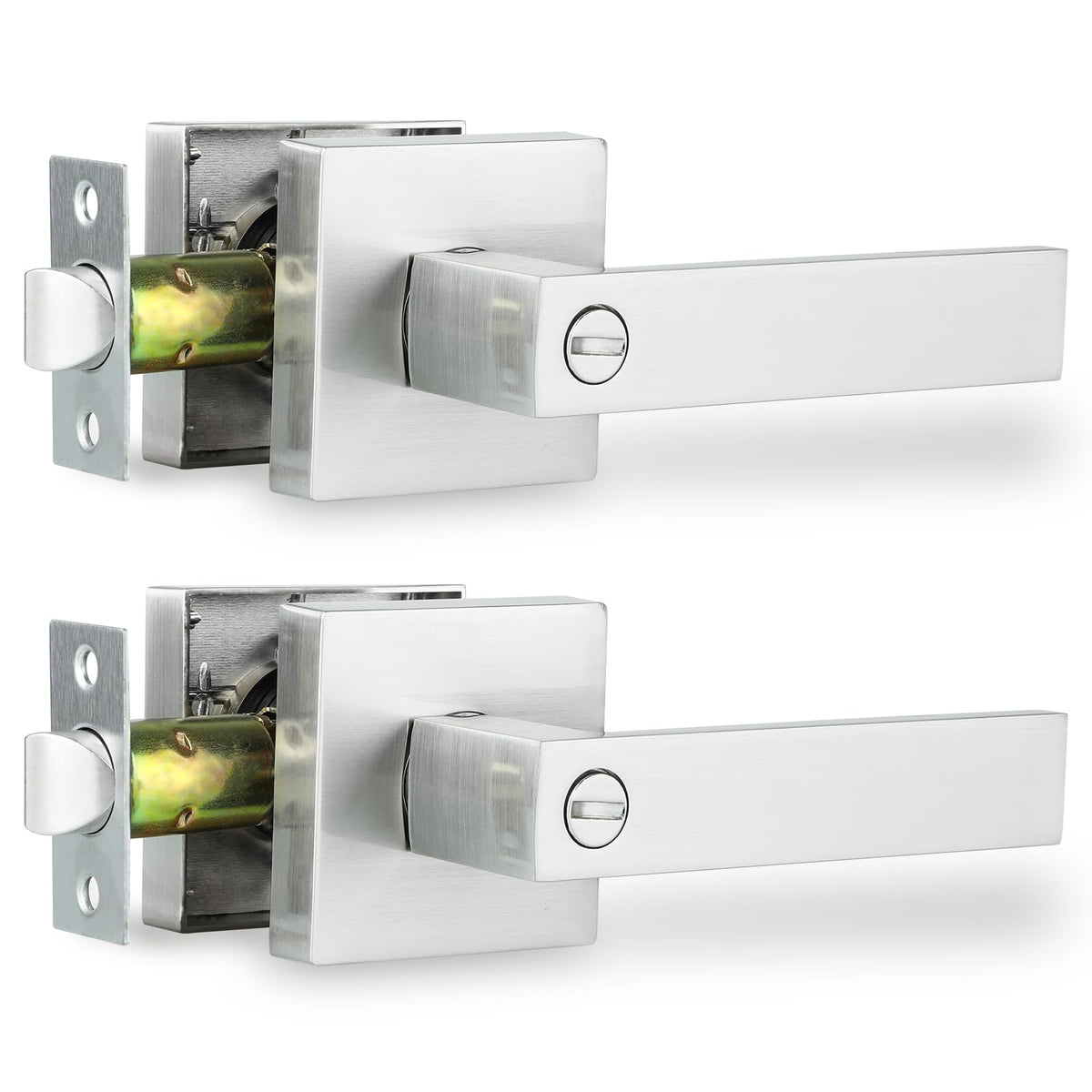 Door Lever, Heavy Duty Interior Door Handles Privacy Door Lock Handle Keyless Door Knobs in Satin Nickel for Right &