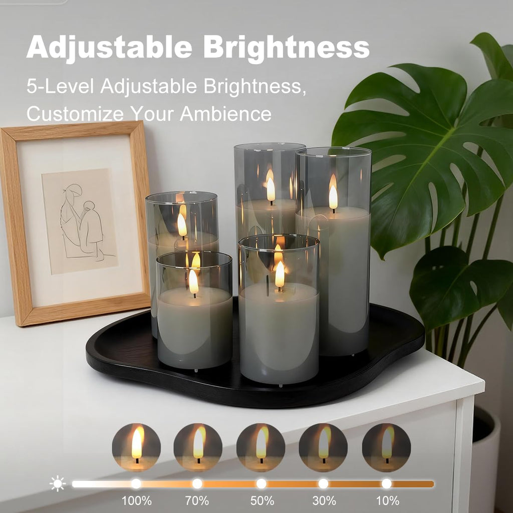 Rechargeable Flameless Candles, Realistic Flickering LED Flame, Real Wax Candle with Remote Control and Timer, Clear