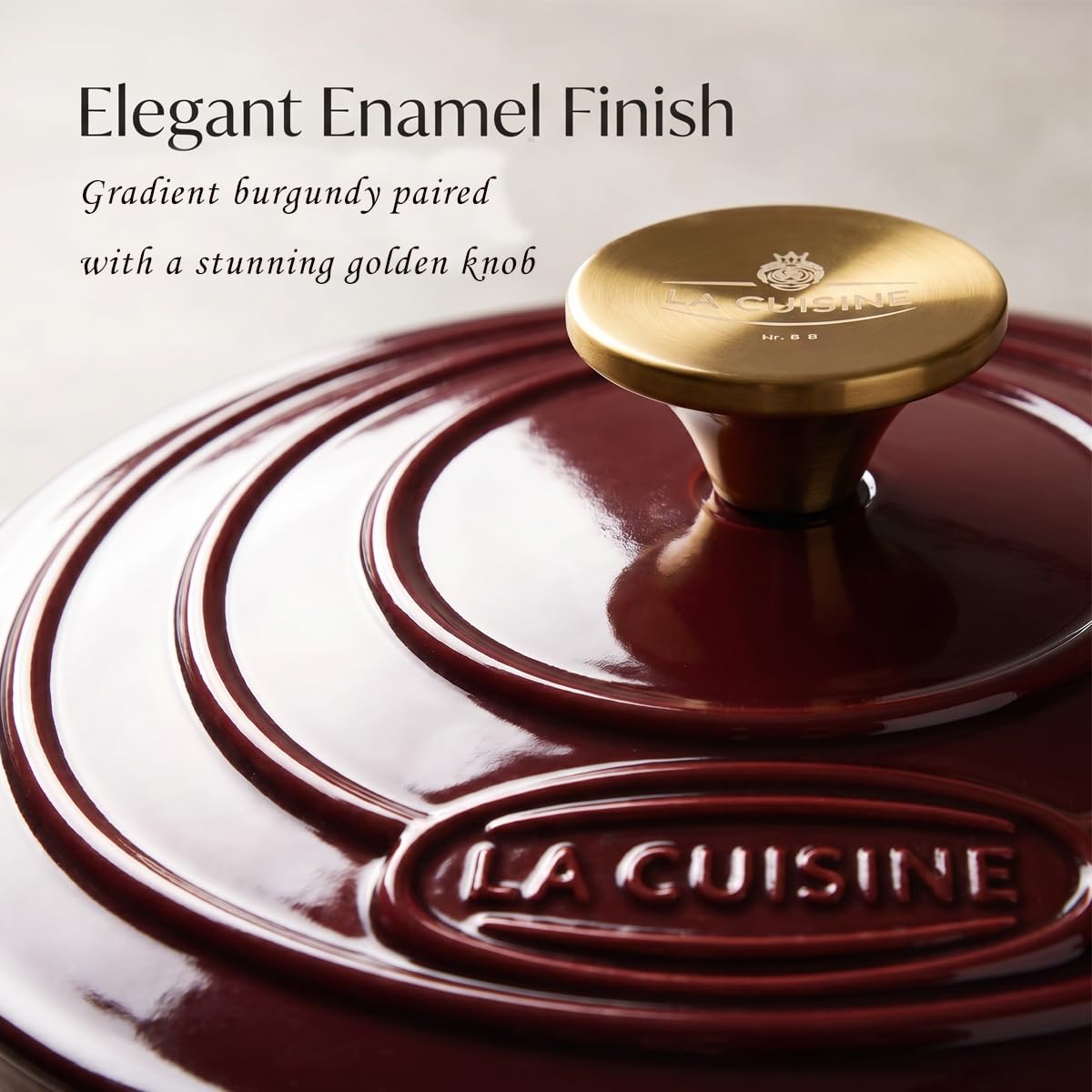 Enameled Cast Iron Oval Dutch Oven Casserole Dish Pot with Lid 5 QT Internal Matt Black Enamel Coating, Cranberry