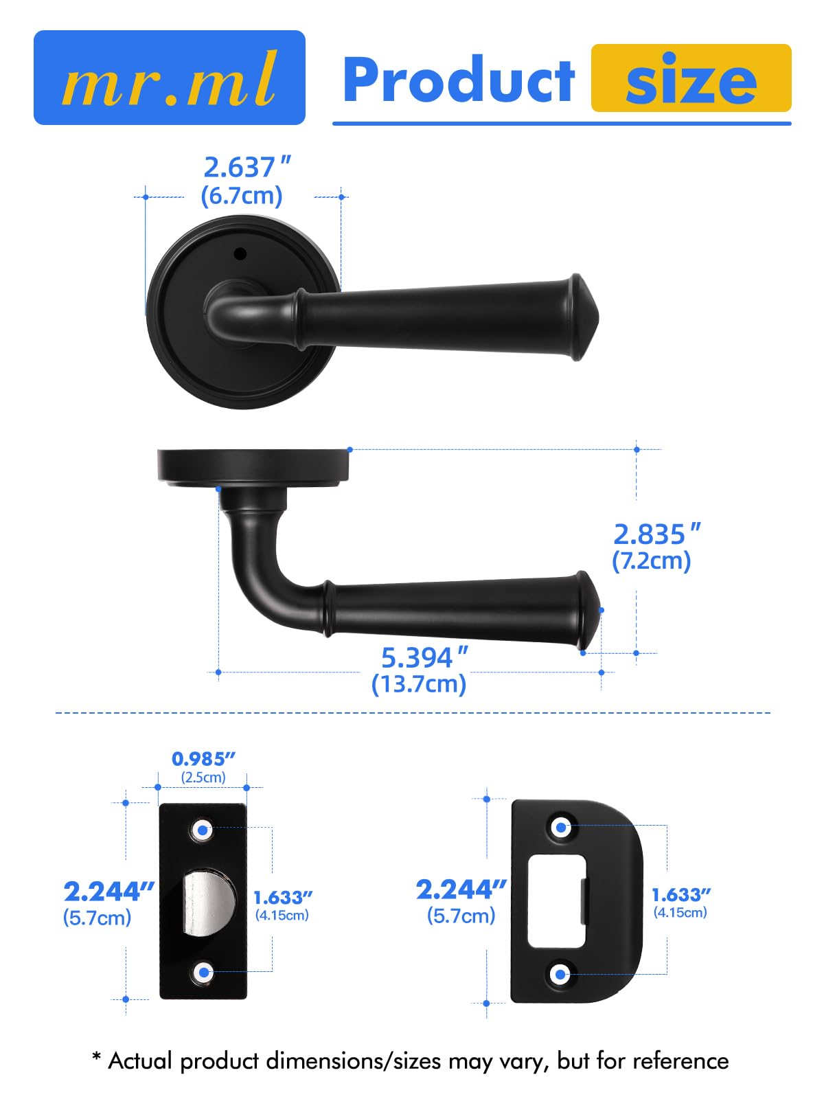 Door Handle Black Privacy Door Lever Black DoorHandle, 1 Pack