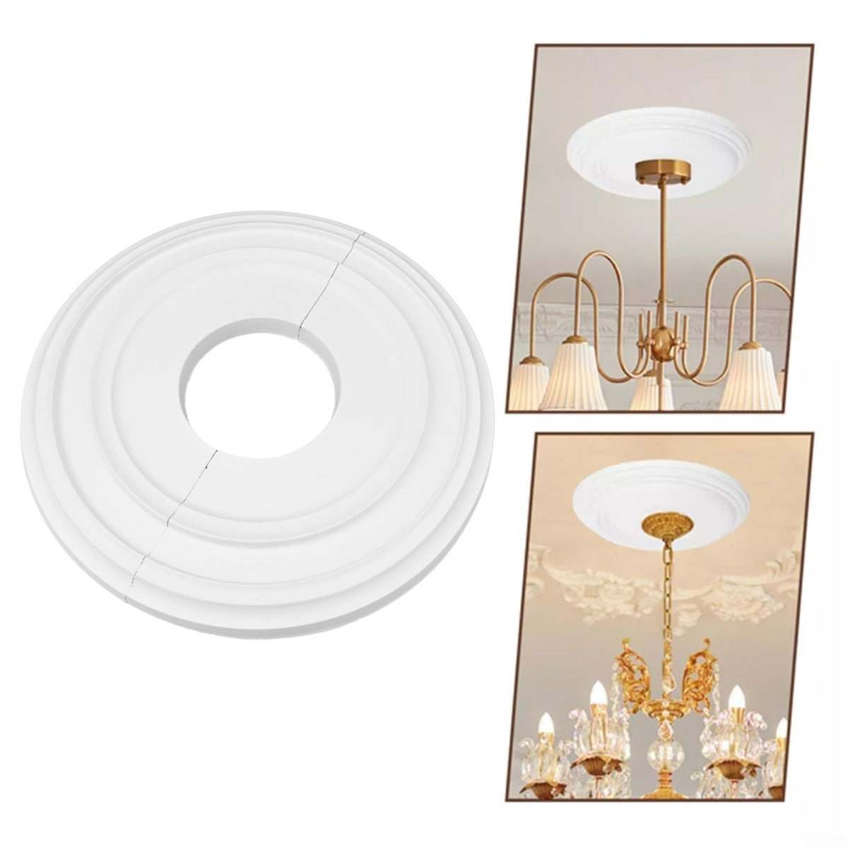 12 Inch Round Ceiling Medallion PU Decorative Cover for Fan and Light