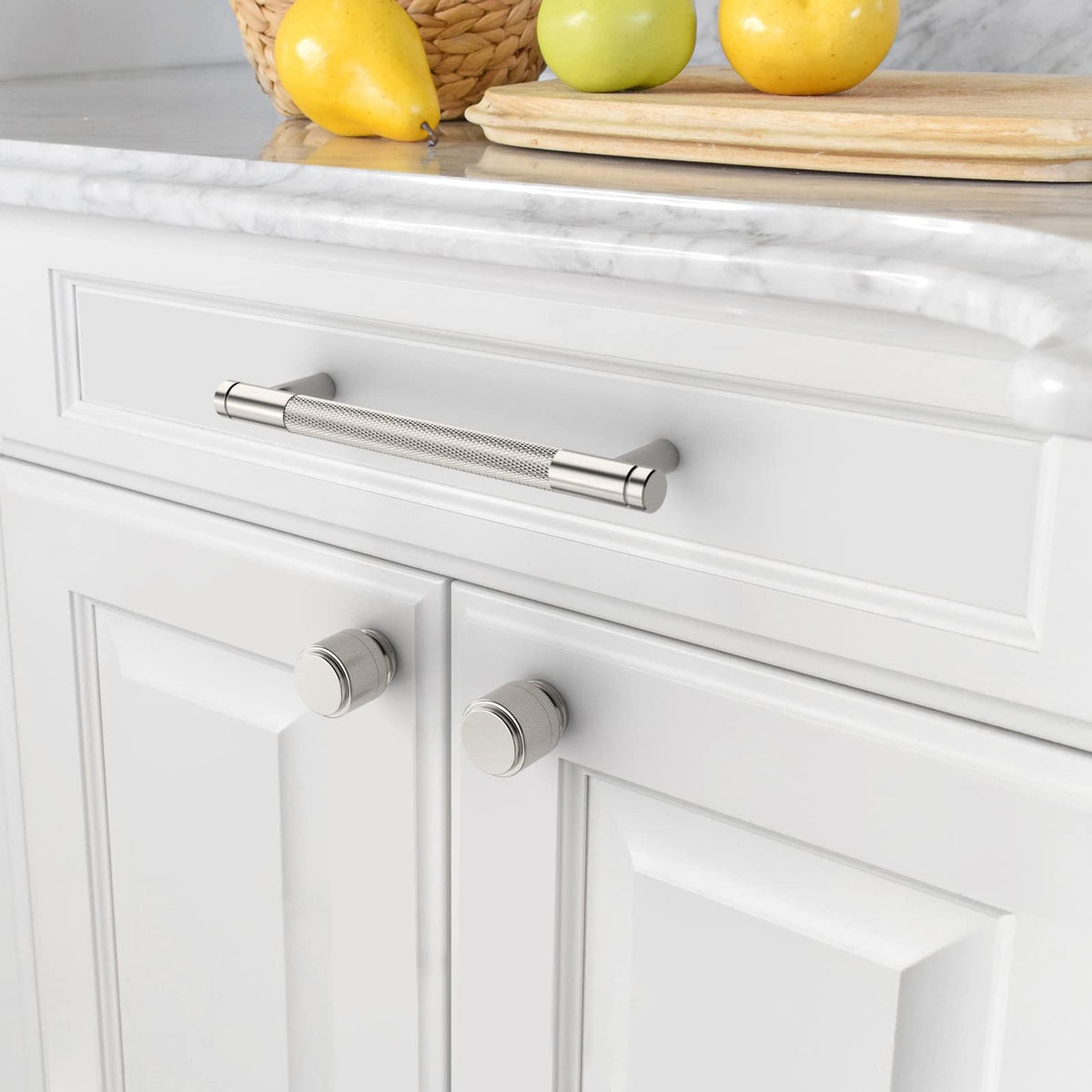 10 Pack Brushed Satin Nickel Knurled Cabinet Knobs Kitchen Cabinet Pulls for Drawer Dresser, Cupboard and Wardrobe