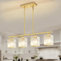 31.89" Brushed Gold Linear Chandelier Crystal Island Lights